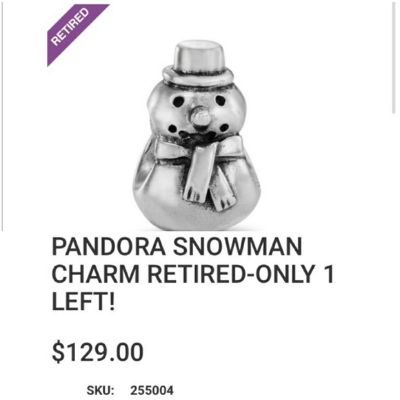 Like New Sterling Pandora Retired Snowman Charm - Picture 8 of 8